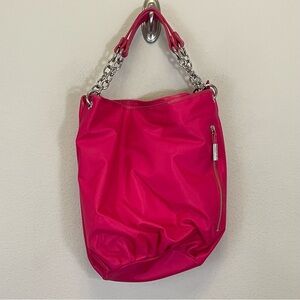 BODHI‎ Pink Nylon Shoulder Bag Leather Chain Handles